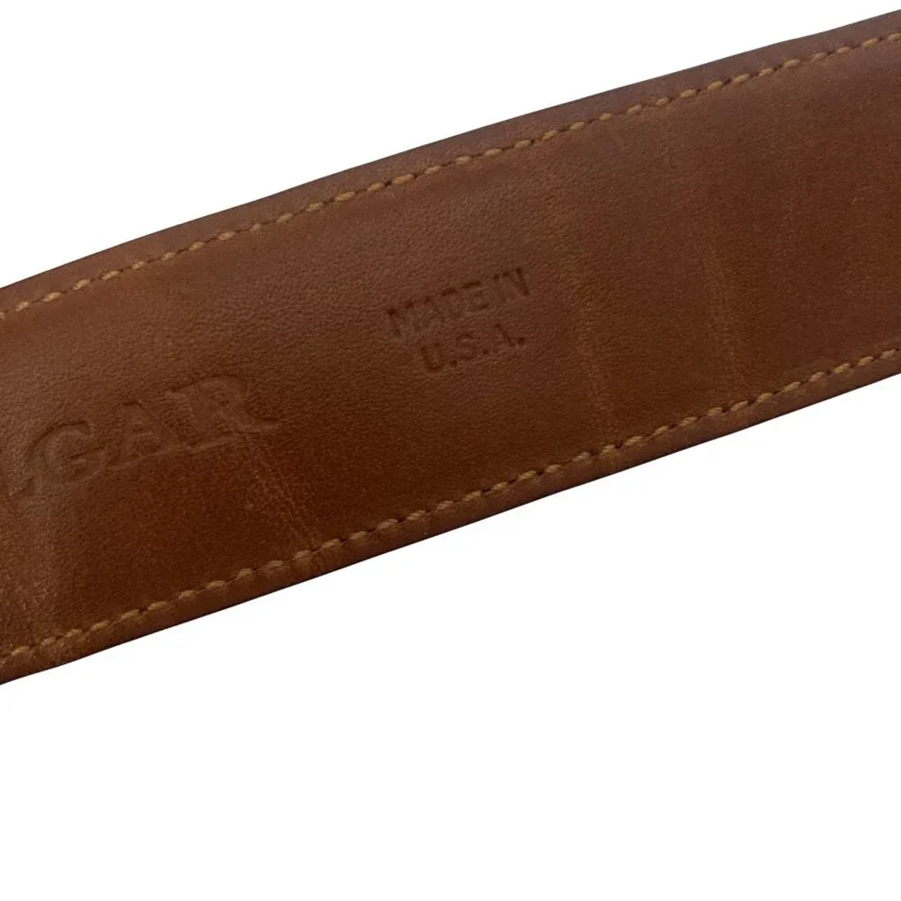 Trafalgar Black Crocodile Embossed Leather Belt Mens 38 Brass Buckle Made In USA